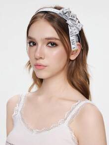 ROMWE Anime 1件白色哥特风创意尺子花卉印花发箍，简约时尚百搭女式配饰，适合日常、上学、约会、派对等场合。 - 白色 - 查看 2