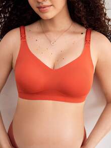 Moonlight&Mama Maternity Solid Color Adjustable Strap Nursing Bra - Burnt Orange - View 6