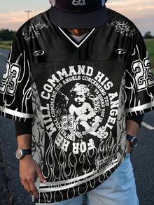 GENIUS ODE Men's Casual Graphic V-Neck T-Shirt - Multicolor - View 1