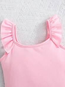 Emery Rose Kids Emery Rose Kids 女童粉色荷叶袖蝴蝶结连体泳衣，姐妹装 - 粉色 - 查看 5