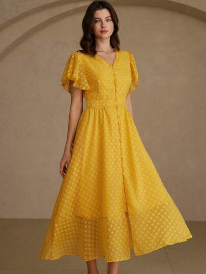 Aveloria Rosie Elegant Women's French Luxury Embroidered Mesh Cap Sleeve A-Line Mini Dress