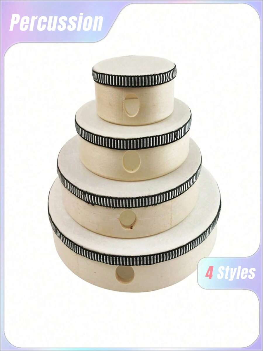4/6/8/10英寸木制钟鼓乐器，木制打击乐器，圣诞节礼物 - 彩色 - 查看 1