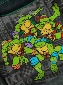 TEENAGE MUTANT NINJA TURTLES | SHEIN 1个可爱卡通人物印花可折叠购物袋/手提袋，带珠链小收纳袋，可挂在包上，轻便易携，适合购物、通勤、外出，图案包括莱昂纳多、拉斐尔、多纳泰罗、米开朗基罗 - 灰綠色 - 查看 5