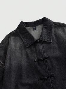 Street Life Áo sơ mi denim ngắn tay dáng rộng in họa tiết dành cho nam - màu đen - Xem 9