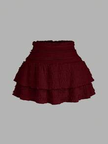 Sweetra 1 Bộ áo crop top không tay màu trắng có khóa thắt lưng và chân váy xếp ly ngắn màu trắng, phong cách tối giản - Màu Đỏ Sâu - Xem 12