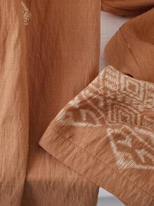 Ceyna 大码女式休闲度假梭织弹力腰阔腿裤，春夏款 - 駝色 - 查看 6