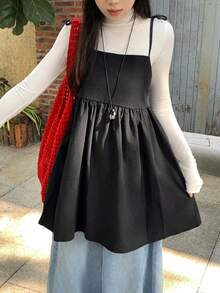 DAZY Women's Lace-Up Camisole, Casual Sleeveless Tank Top - Black - View 8