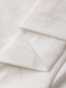 DAZY 女士夏季圆领短袖字母印花宽松休闲街头T恤 - 白色 - 查看 7