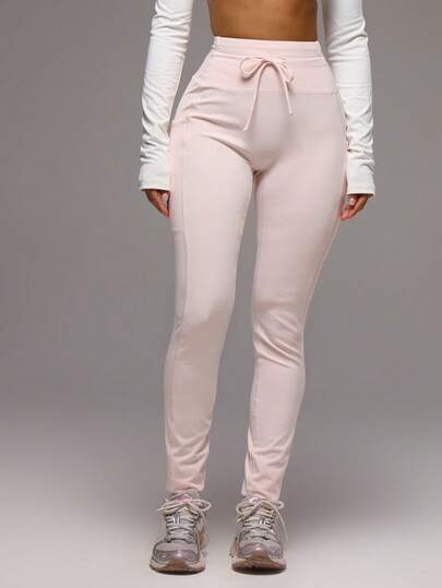 Musera Sport High Rise Wide Waistband Drawstring Active Leggings Sport Workout Gym Pilates Fitness Daily Girly Casual Hot Sweat