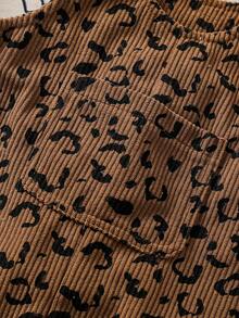 SHEIN 女婴/男女通用0-3岁春秋季爱心印花灯芯绒背带裤套装，休闲风格，胸前带口袋装饰，适合户外玩耍休闲 - 彩色 - 查看 6