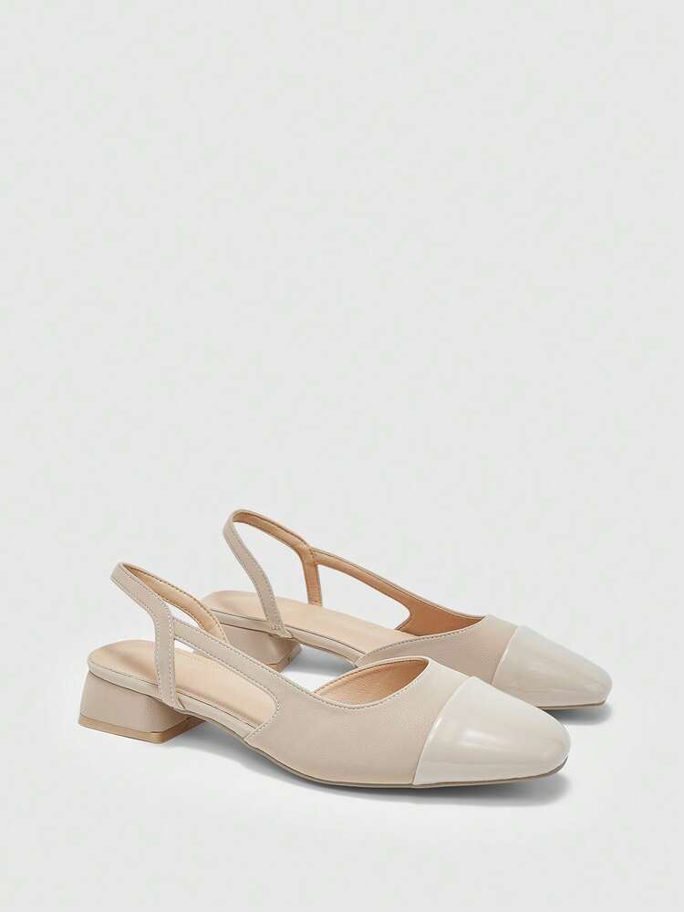 CUCCOO BIZCHIC Women's Pointed Toe Chunky Heel Colorblock High Heels, Spring/Summer