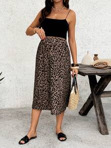 SHEIN 孕妇休闲豹纹长裙 - 杏色 - 查看 7