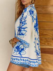 CAJUNI 女士和服 - 藍白色 - 查看 5