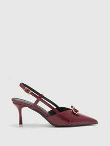 CUCCOO BIZCHIC Tacones altos elegantes de diseño con hebilla y punta afilada para mujer - Burdeos - Ver 2