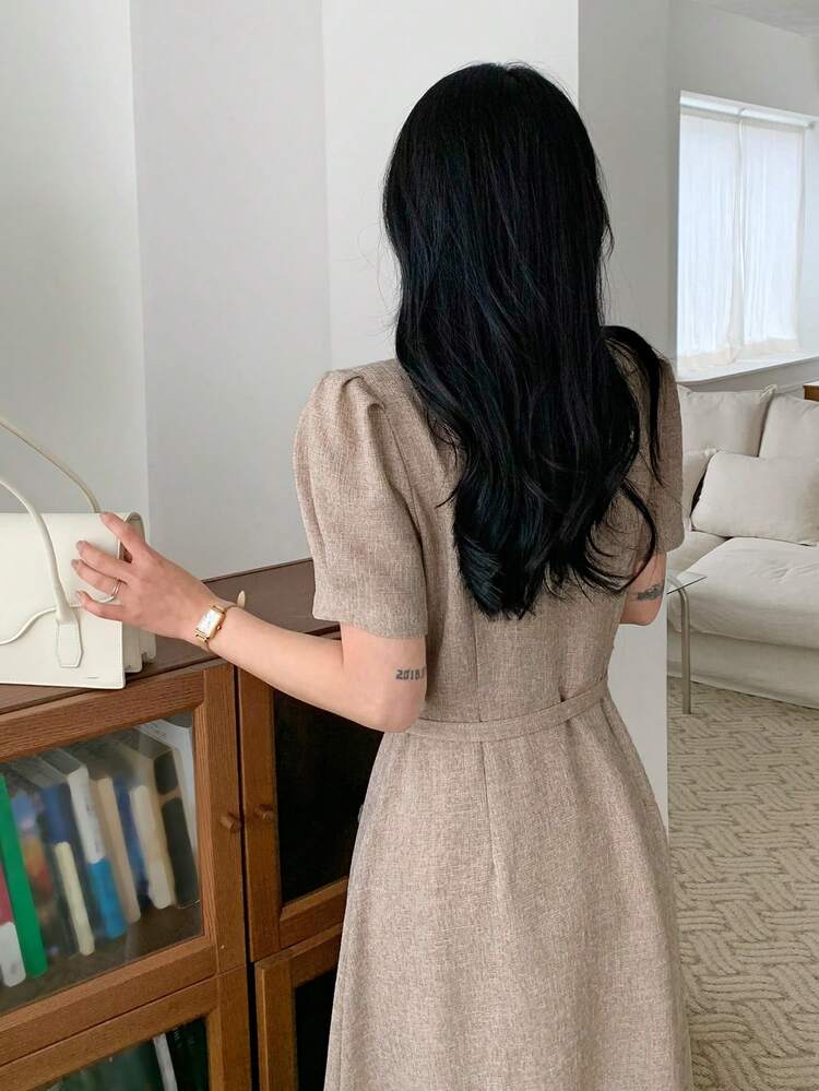Women's V-Neck Elegant Mid-Length Dress Summer Sundress
