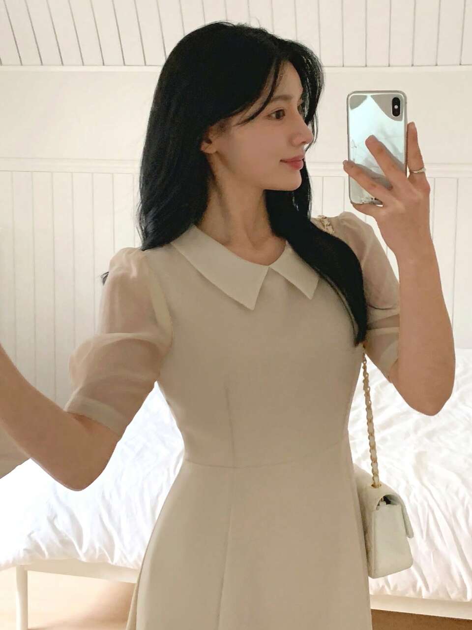 Women's Collared Fitted Waist Midi Dress, Suitable For Commuting Sundress Summer