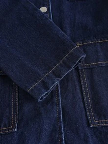 GlowEve Áo khoác denim dài tay màu trơn dáng casual dành cho nữ - Rửa tối - Xem 6
