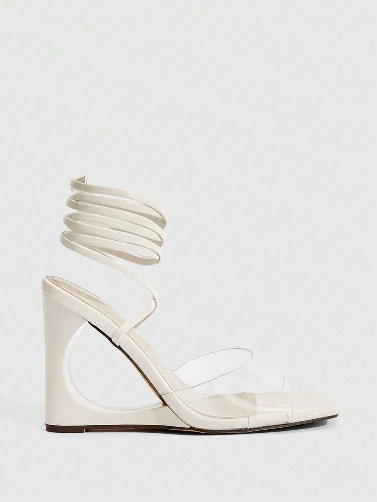 CUCCOO SZL Woman Shoes Clear Strap Elegant Strappy Wedge Sandals For Summer Vacation Shoes Back To School Shoes College Student Shoes Party Baddie Chic Gorgeous Style Disco Party Night Out Spring Shoes Spring Break Easter For Christmas Spring Shoes