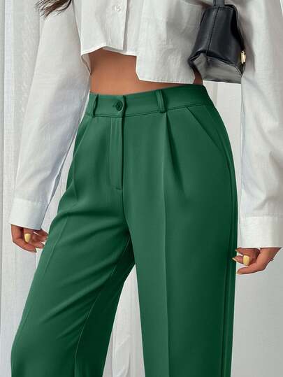 SHEIN Classic Belted Detalied Pants, High-Waisted Design, Pleated Front, Business Attire, Straight Leg Cut, Professional Wear, Tailored Fit, Office Fashion, Formal Trousers, Smart Casual, Clean Lines, Traditional Style, Work Wardrobe Essential, Quality Fabric, Sophisticated Look, Corporate Wear, Modern Silhouette, Business Professional