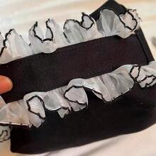 Joivida 1Pc/2Pcs Lace-Trimmed Canvas Cosmetic Bag, Portable Toiletry Bag, Travel Carry-On Bag. - Black - View 4