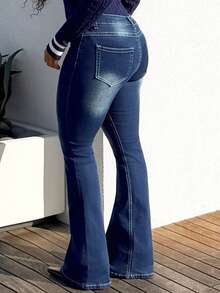 Tyla Gomez Jeans de pierna amplia efecto bigote - Azul lavado oscuro - Ver 3