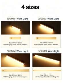 Đèn ngủ LED sạc có cảm biến chuyển động, đèn không dây từ tính dùng để trang trí phòng, thích hợp cho nhà bếp, cầu thang, hành lang và tủ quần áo, đèn tủ có ánh sáng ấm áp và trắng - Nhiều màu - Xem 16