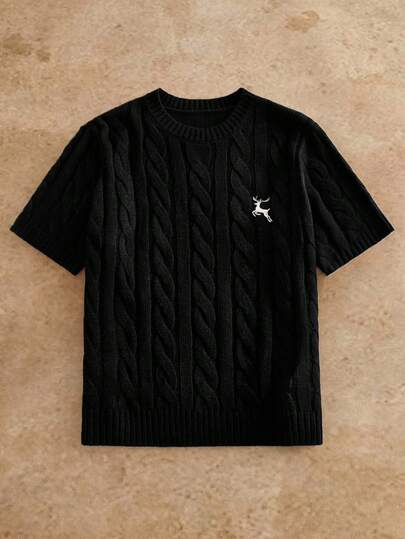 HIMLAND Men's Casual Solid Color Short Sleeve Knit Top, Basic Style