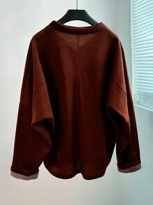 GlowEve 女士秋冬时尚都市休闲酷炫青春宽松长袖中长款街头休闲卫衣，适合毕业派对、节日活动、约会等场合。 - 棕色 - 查看 2