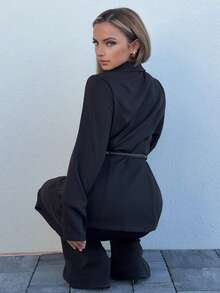 Jeta Ari Women's Lapel NeckLong Sleeve Jacket And Pants Elegant Commuter Suit Set Blazer Set Women Pant Suit Set 2 Piece Sets Woman Classy Elegant 2 Piece Set Women S Suit Set - Black - View 2