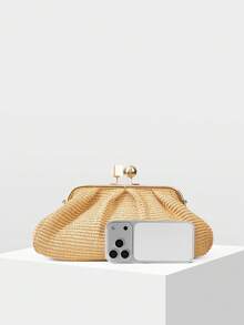 MOTF PREMIUM WOMEN'S FASHION PARTY & HOLIDAY PLEATED CLUTCH BAG - Coffee - View 4