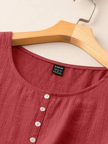 EMERY ROSE Áo ba lỗ cổ tròn màu trơn đơn giản cho nữ mặc năm mới - Đỏ - Xem 3