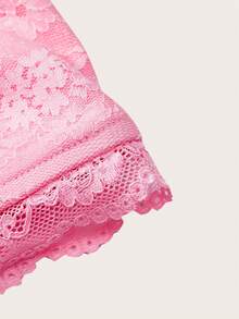 SHEIN ICON Sexy Lace Fitted Bandeau Top - Pink - View 4