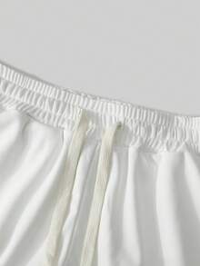 ROMWE MEN Prep Pantalones cortos deportivos casuales con estampado del escudo de la Copa Mundial 2026 para hombres - Blanco - Ver 5