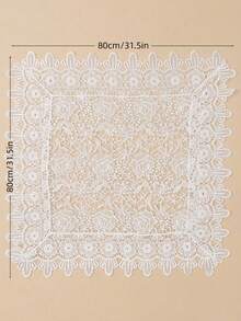 Cirelle 花卉图案蕾丝桌布刺绣水溶性透明涤纶桌垫咖啡茶餐桌罩家居厨房装饰婚礼订婚派对乔迁礼物春夏下午茶庆祝活动装饰 - 白色 - 查看 4