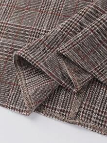 SHEIN PETITE 女士优雅格子半身裙，适合通勤，秋冬季 - 彩色 - 查看 4