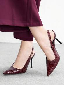 CUCCOO BIZCHIC 2024新款女士金色绑带凉鞋，2024春秋尖头细跟时尚简约设计，百搭，可搭配连衣裙和高跟鞋，圣诞节穿着也合适。 - 紅色 - 查看 4