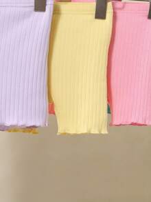 5pcs Baby Girls' Casual Solid Color Elastic Waist Shorts Set - Black - View 3