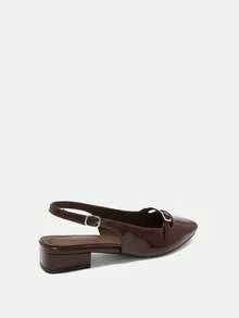 CUCCOO BIZCHIC 法式优雅镂空约会凉鞋 女士新款复古低帮通勤中跟粗跟高跟鞋 - 深棕色 - 查看 9