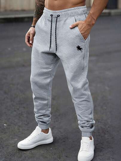 Manfinity Homme Loose Men's Cartoon Graphic Drawstring Waist Sweatpants,Men Old Money,Daily Leisure, Weekend Trips, Outdoor Activities, Travel Expeditions, Relaxed Work Environments Or Semi-Formal Occasions, Boyfriend/Husband Gift, Anniversary /Birthday Gift Party Summer Vacation Holiday,Wedding,Spring To Summer,Easter,Y2k,Vintage,Mens Grey Jogger Sweatpants With Drawstring And Polo Rider Logo Activewear Bottoms,Grey Joggers,Jogger For Men,Grey Sweatpants Men,Gym Sweats Men,Sweatpants