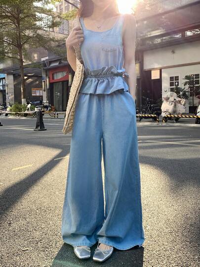 DAZY Women's Casual Denim Bib Overalls And Jumpsuit