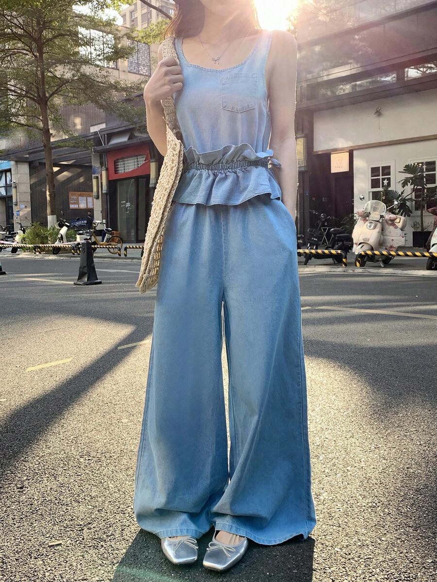 DAZY Women's Casual Denim Bib Overalls And Jumpsuit - Light Wash - View 1