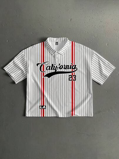 StoneGrade 美式学院风撞色条纹印花宽松短款短袖男士Polo衫，约会聚会必备，时尚百搭，送男友也合适。