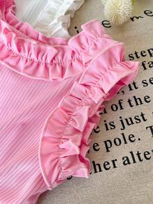 Genkimix Kids Young Girls 3 Pieces Set: Girls' Summer Solid Ruffled Tank Tops - Pink, White & Black - Multicolor - View 2