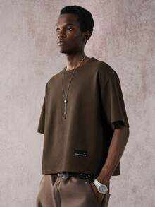 STYNVO Men's Simple Solid Color Loose Fit Crew Neck T-Shirt, Suitable For Everyday Wear - Brown - View 8