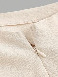 SHEIN 杏色休闲通勤优雅不对称领连体裤，适合青少年女孩 - 杏色 - 查看 3