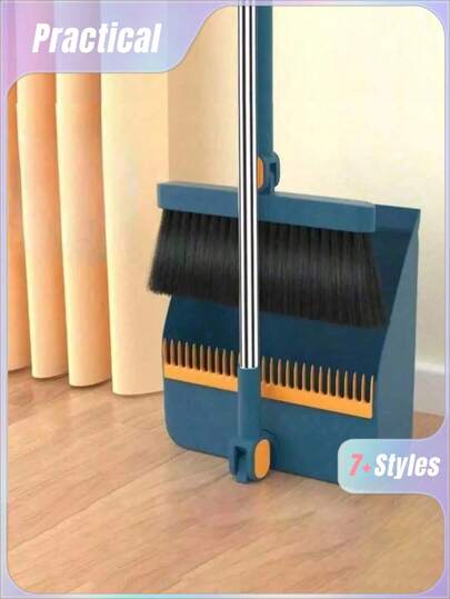 1 Set, Household Broom & Dustpan Set, Long Handle Floor Cleaning Broom & Dustpan Set, Rotatable Broom And Dustpan With Brush, For Removing Dust And Debris, Suitable For Home, Kitchen, Room, Office, Cleaning Supplies, Cleaning Tools, Back To School