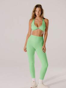 Aralina Quần legging thể thao cạp cao màu hồng pastel, kiểu dáng năng động, nâng mông. - Màu xanh Bạc hà - Xem 11