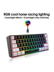 Teckwe Wired 61-Key Membrane Keyboard, White/Black, Compact Gaming Keyboard, Key-Cable Separation, Mechanical Feel, Laptop/Desktop Compatible. - Multicolor - View 4