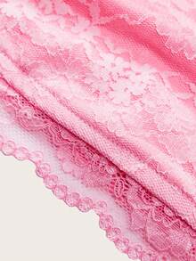 SHEIN ICON Sexy Lace Fitted Bandeau Top - Pink - View 3