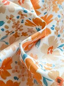 Vintaside Kids Young Girl Camisole Print Top & Textured Casual Pants Set - Orange - View 3